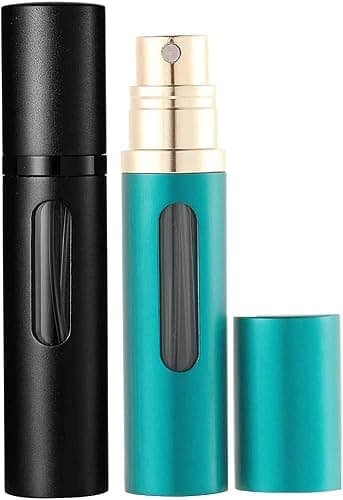 Perfume Atomiser Refillable Perfume Bottle for Travel, Leaking Proof Mini Empty Perfume Spray Bottle for Women and Men, 8ml - Matte Black & Green