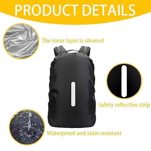 1 Pack Reflective Backpack Cover, 30L-40L Black Snowproof Waterproof Backpack Rain Cover, Anti Slip Dustproof Ultralight Cover School Bag for Outdoor Climbing Cycling Hiking Sports Camping — view 3