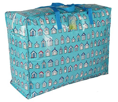 Extra Large Storage Bags laundry Blue Beach huts (65 ltr)
