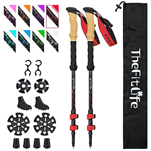 TheFitLife Carbon Fibre Trekking Poles Ultralight Walking Sticks for Hiking
