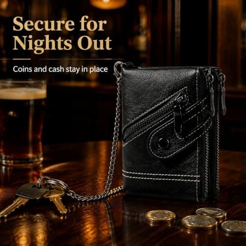 Rayakt Mens Wallets with Zip Coin Pocket Leather Wallets for Men — view 4