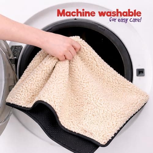 Petlicity Self Heating Cat Bed, 60x45cm – No Electricity Required Heated Cat Bed with Noiseless Thermal Film - Machine Washable, Non-Slip Base Cat Heating Pad for Winter - Beige — view 5