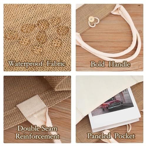 Bride Jute Tote Shopping Bag with Cotton and Hessian Waterproof Material for Beach, Wedding and Bridal Shopper — view 5