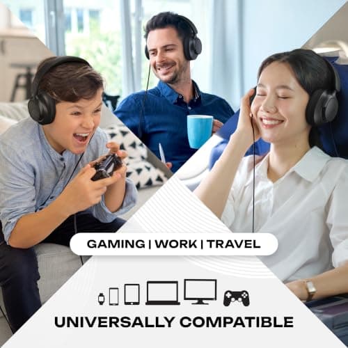 PowerLocus USB-C Wired Headphones Over-Ear, Noise Cancelling Microphone — view 4