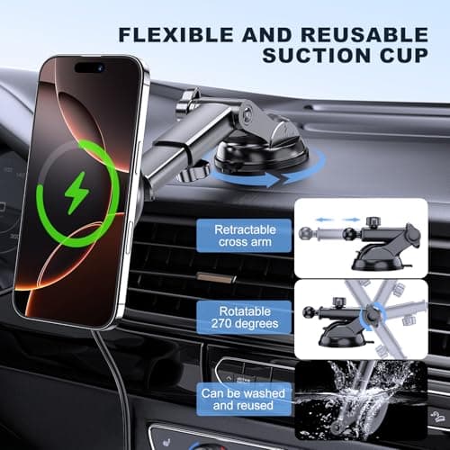 MOKPR for Magsafe Car Mount Charger, 15W Magnetic Wireless Car Charger — view 5