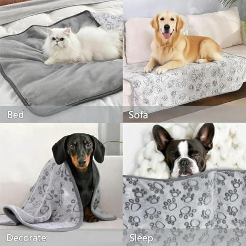 QminTouyzs Dog Blanket 3 Pack Washable Puppy Blankets, Soft Pet Blankets for Furniture Protection and Travel Comfort,The Puppy Blankets Plush Gray Blanket Set for Small Medium Dogs — view 5