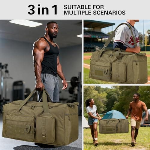TONRUYN 120L Travel Duffel Bags for Men Women Heavy Duty Camping Duffle Luggage 80cm Extra Large Sports Holdall Equipment Bag with Shoulder Strap for Football Baseball & Team Training, XL Brown — view 2
