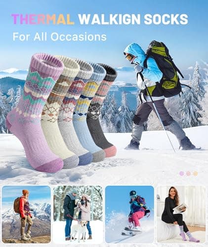 SIMIYA 5 Pairs Warm Socks Women Breathable Merino Wool Sock — view 6