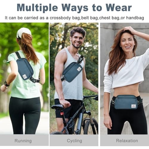 DMLuna Small Crossbody Bags for Women Trendy, Lightweight Waist Pack for Women & Men, Mini Belt Bag, Waist Bag with Adjustable Strap for Running Workout Traveling, Peacock Blue — view 5