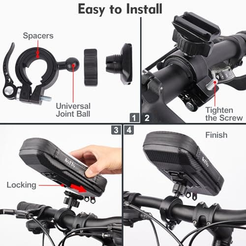 ROTTO Bike Phone Holder Bag Waterproof Bicycle Motorbike Handlebar Phone Bag Mount 360°Rotation for Phones Up to 7" — view 6