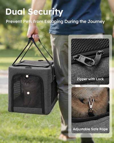 pecute Cat Carrier Stable, Pet Carrier Stable Steel Frame,Grey — view 4