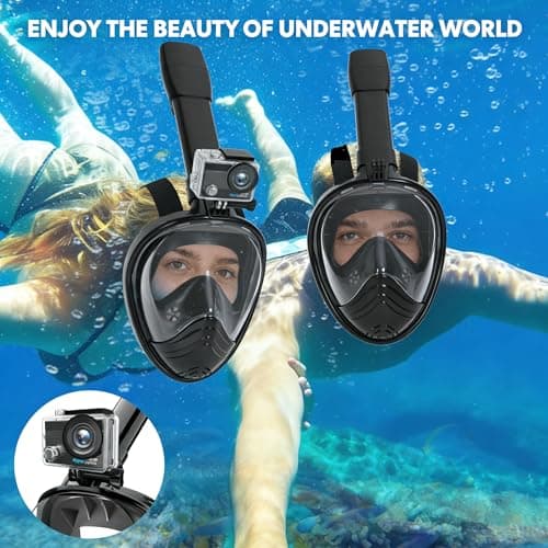 Snorkel Mask for Adults, Full Face Snorkel Set, 180°view Snorkeling Gear with Panoramic Design-Compatible Sports Camera, Diving Mask with Anti-fog Technology for Men Women(Green S/M) — view 4