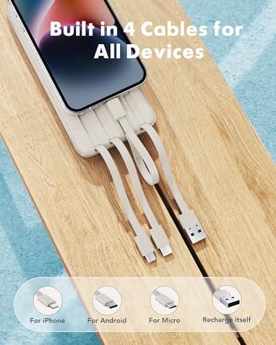Charmast Power Bank with Built in Cables X 4, 10000mAh Portable Charger — view 2