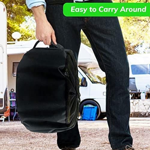 RV Hose Storage Bag - Equipment Organizer for Hoses & Cables | Oxford Cloth with Breathable Mesh Top, Drawstring Closure, Black Container for Water Pipe, Rope, Cable, Power Strip — view 3