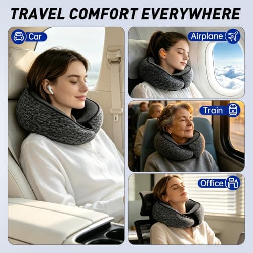 YC Kitchen Travel Pillow for Airplane, Memory Foam Neck Pillow for Adults — view 6