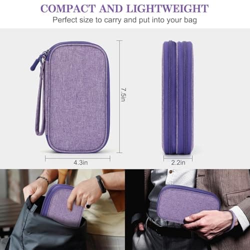 FYY Travel Cable Organiser, Electronics Accessories Bag, Waterproof Tech Storage Pouch, 2-Layer Universal Carry Case for Charger, Power Bank, USB Drive S-Purple — view 2