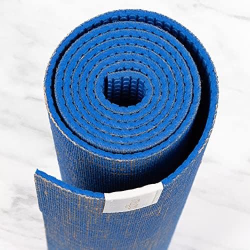 Myga RY1243 - Jute Yoga Mat - High Performance, Vegan Floor Exercise Mat - Eco Friendly Biodegradable Yoga Mat with PVC Backing - 5mm Thickness - Blue — view 4