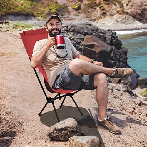 Rainberg Ultra Lightweight High Back Camping Chair, Folding Chair, Camping Chairs for Adults, Foldable Garden Outdoor Picnic BBQ Chairs. (Pack of 1, Red) — view 2