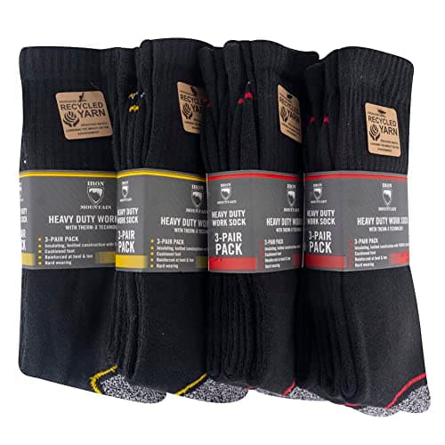 Iron Mountain IMSCK221 Mens Multipack Workwear Heavy Duty Recycled Cotton Padded Work Socks & Duracell Plus 9V Batteries (Pack of 2) - Alkaline - 100% Life Guaranteed — view 3