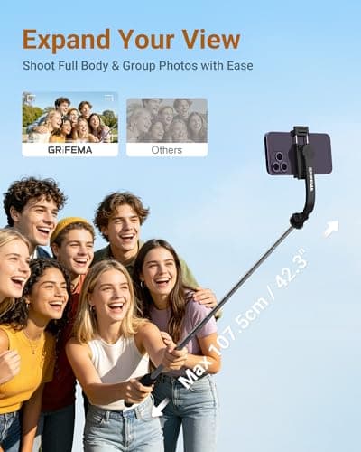 GRIFEMA Selfie Stick Tripod with Fill Lights, 3 Colors & 6 Brightness — view 4