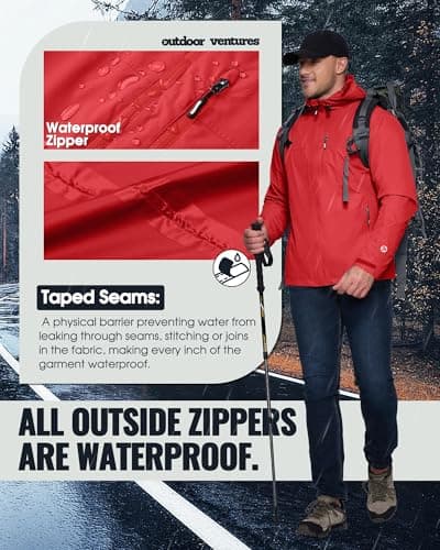 Outdoor Ventures Men's Waterproof Jacket Lightweight Windproof Rain Coats — view 4