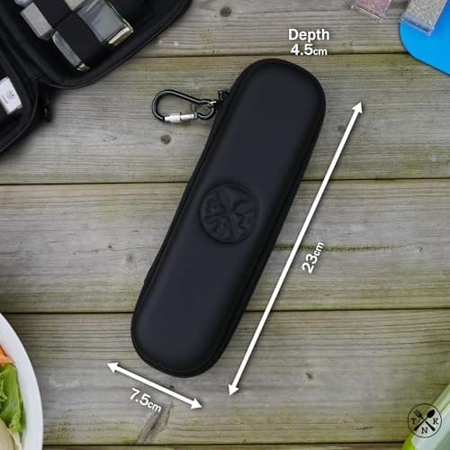 The Nomads Kitchen Portable Cutlery Set with Case | Reusable Stainless Steel Knife, Fork, Spoon & Straw + Salt, Pepper & Sugar | Camping Cutlery Set for Travel, Work, Hiking & Outdoor Eating — view 3