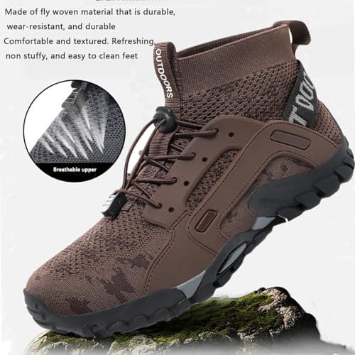 VTASQ Hiking Boots Mens Outdoor Non-Slip Trekking Mountaineering Shoes Trainers Lightweight Camping Climbing Shoes Sneaker Brown 8 UK — view 4