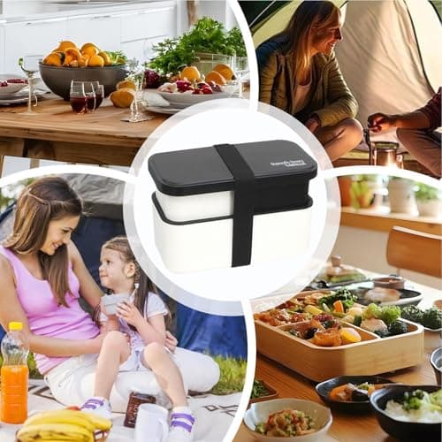 Lunch Box for Adults - 1450ml Leak-Proof Microwave Safe Bowl - 2-TierSalad Container with Utensil Set and Sealing Strap | for Snack Work College School Picnic Travel Camping — view 4