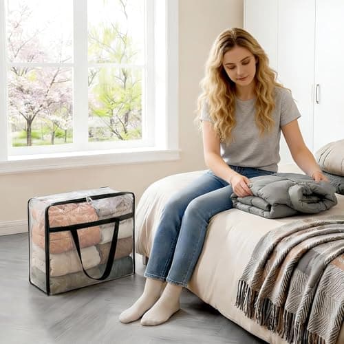 Lifewit 2 Pack Clear Clothes Storage Bag, 40L Comforter Bag with Zipper — view 6
