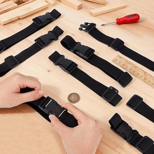 NBEADS 10 Pcs Fanny Pack Extender Strap, 44.8x2.45cm Belt Extender Adjustable Strap Nylon Extension Straps with Buckle for Belt Bag Luggage Travel Packs Outdoors Workout, Black — view 3