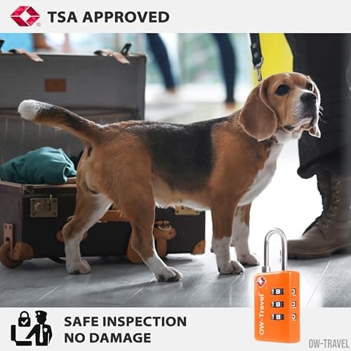 OW-Travel Suitcase Locks, TSA Approved Luggage Locks, Open Alert Orange 2Pk — view 6