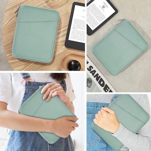MoKo 6-7" eReader Sleeve Bag for iPad Mini 7 (A17 Pro)/6/5/4/3/2, 7" ereader Colorsoft Signature Edition, 6" ereader 11th/10th/8th Gen, 6.8" ereader Paperwhite 11th/10th Gen 2021/2018, Bodhi Green — view 6