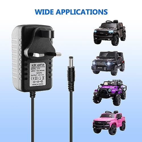 Xahpower 12V Charger for Ride on Car, 12 Volt Battery Charger for Kids Electric Ride on Car SUV Motorcycle ATV Ride-Ons Accessories, Sports Car, Quad Bike Jeeps Battery Supply Power Adapter — view 2