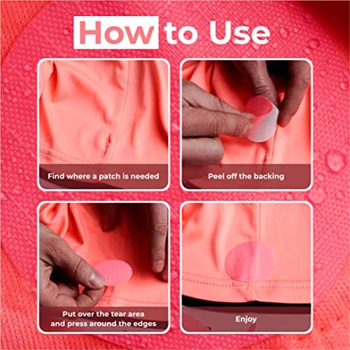 aZengear Self-Adhesive Repair Patches (30+ Colours) for Down Jackets, Puffer Coats, Tents, Upholstery - Waterproof, Tear-Cold-Heat-Resistant Nylon Polyester Fabric (11 Pcs, Pink) — view 2
