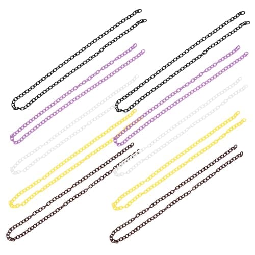 CALLARON 10pcs Plastic Jewellery Chains for Jewellery Making, 6x8mm Chain Links, Versatile Accessories for Eyeglasses and Purse, Multi Pack for Daily Life and Travel
