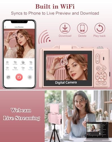 5K Digital Camera with 64GB Card, 75MP WiFi Point & Shoot Vlogging Camera — view 5