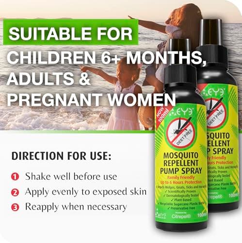 THEYE Natural Mosquito and Insect Repellent Spray, DEET Free Plant Based Citrepel75 PMD Pump Spray, Long Lasting 6 Hour Protection, Skin Friendly, Travel Size 100ml — view 6