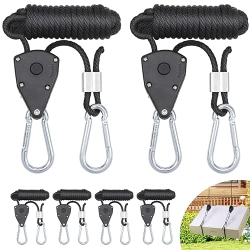 Hejo 6 Pack Tent Guy Ropes, 1/8 Inch Adjustable Rope Ratchet