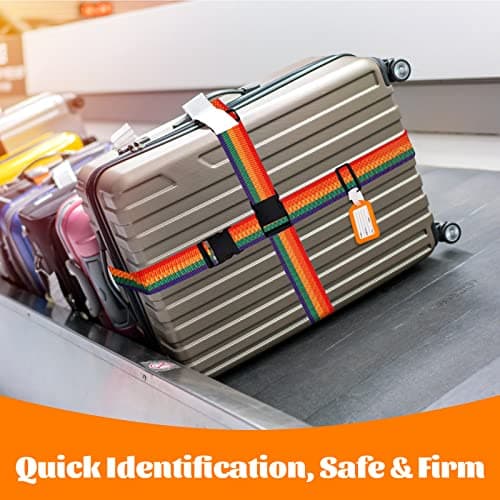 4 Pcs Luggage Straps for Suitcases, Adjustable Belts with 2 Pcs Case Tags — view 5