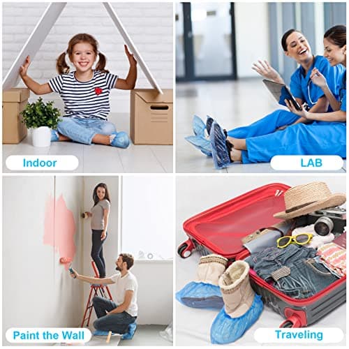 flintronic 40PCS PE Plastic Shoe Covers, Disposable Shoe Covers, Eco-Friendly Shoe Covers, Waterproof Non-slip Dust Covers, Suitable for Keeping Shoes/Floors/Carpets Clean and Tidy-20 Pairs/Blue — view 6