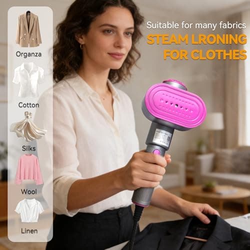 Travel Steamer for Clothes, 110-240V Dual Voltage Handheld Mini Steamer Iron with LED Dispaly, 1200W, 15S Fast Heat Up, 2 in 1 Portable Garment Steamer for Travel & Home, Grey Purple — view 3