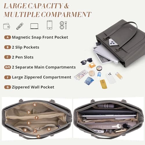 RAINSMORE Tote Bags for Women Large PU Leather Handbags for Women — view 3