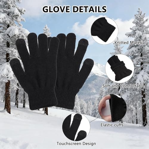 LXEASYGO 6 Pairs Winter Unisex Thermal Gloves Touch Screen Knitted Warm Magic Gloves for Outdoor Skiing Walking Running — view 3