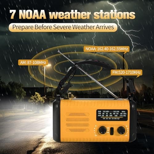 Wind Up Solar Radio, 20000mAh Emergency Hand Crank Weather Radio AM/FM — view 4