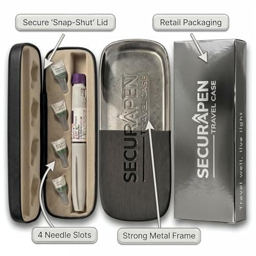 SECURAPEN Injection Pen Travel Case, Compatible with Mounjaro, Monjaro Travel Case with Steel Protect Hardshell Storage with Needle Slots for Holidays & Travel, for Weight Loss Pens. Slim (White) — view 2