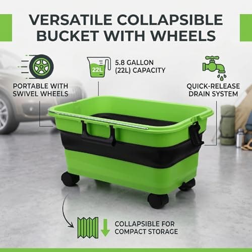 EMUKOEP Collapsible Bucket with Wheels 5.8 Gallon for Car Washing — view 3