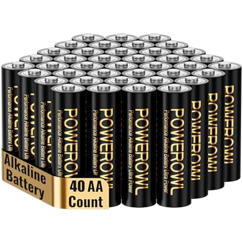 POWEROWL 40-Pack AA Batteries, Double A Alkaline Battery Pack, 1.5V, 10-Year Shelf Life, LR6