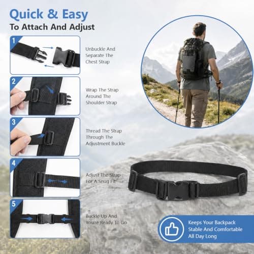 Backpack Chest Strap Adjustable Sternum Strap Replacement for Hiking Bags — view 5