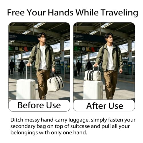 2 PCS Luggage Connector Straps for Suitcases, Adjustable Elastic Luggage Straps for Suitcases to Connect 2 Suitcases, Portable Travel Suitcase Strap Accessory (Black) — view 5