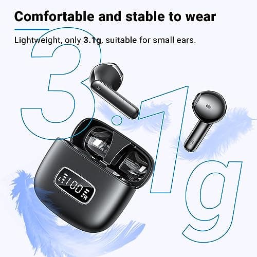 kauguo Wireless Earbuds Bluetooth 5.4,Long Battery Life Lightweight Earphones,Comfortable Fit Wireless Headphones For Small Ears,IPX6 Waterproof Earbuds For Running Gym Work Travel Music black — view 5
